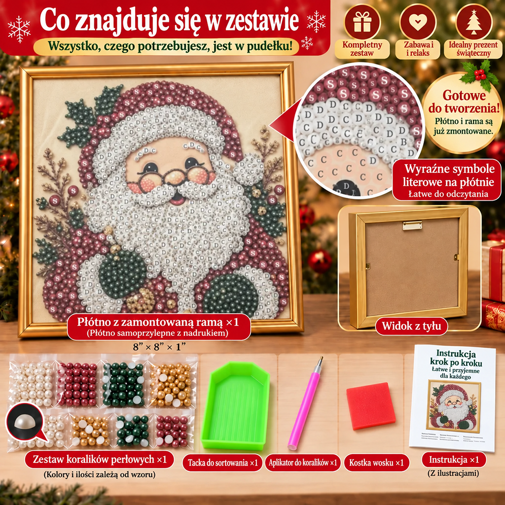 ✨ Zestaw do tworzenia świątecznych obrazów z perełek 3D – Relaksująca kreatywna zabawa DIY