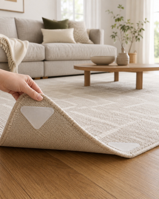 Triangle Rug Gripper Pads – Non-Slip Carpet Corner Stickers for Rugs, Mats & Floor Runners