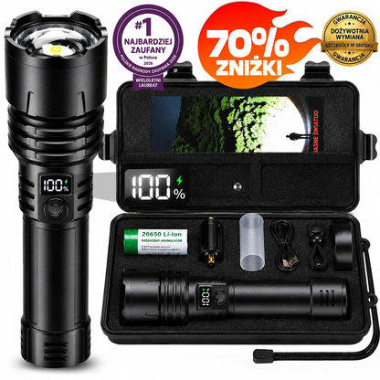 Billhol® 💥 Superjasna taktyczna latarka survivalowa Ultimate · Ponad 2 mln sprzedanych sztuk · 80× jaśniejsza · Do 120 godz. pracy · Wojskowa technologia LED COB 🔦