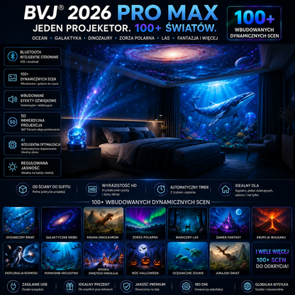 BVJ® 2026 PRO MAX 5D inteligentny projektor światła 🌎 Stwórz ponad 100 wciągających światów z kontrolą Bluetooth i efektami dźwiękowymi