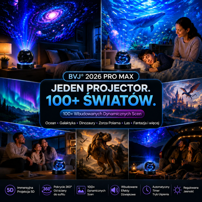 BVJ® 2026 PRO MAX 5D inteligentny projektor światła 🌎 Stwórz ponad 100 wciągających światów z kontrolą Bluetooth i efektami dźwiękowymi