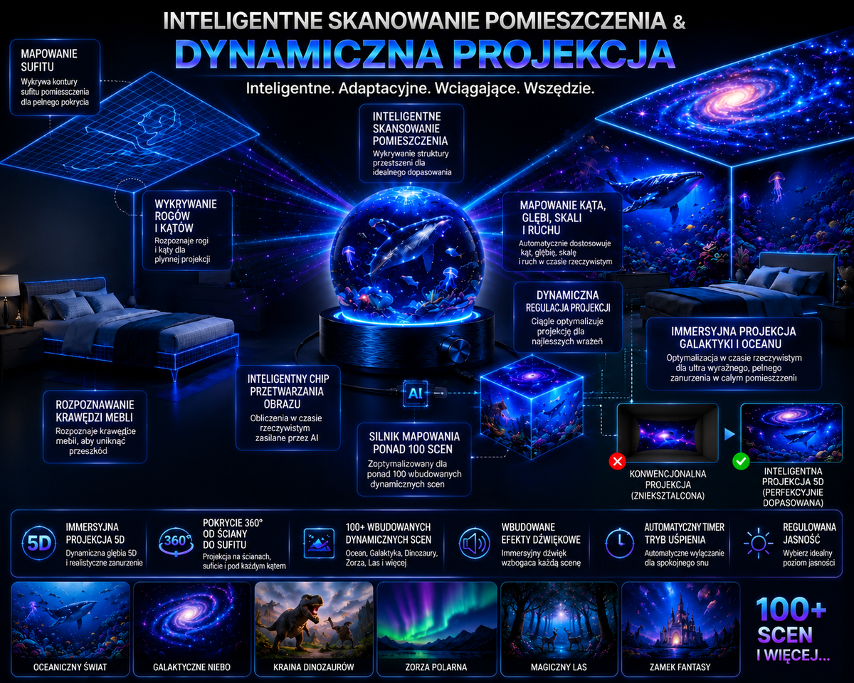 BVJ® 2026 PRO MAX 5D inteligentny projektor światła 🌎 Stwórz ponad 100 wciągających światów z kontrolą Bluetooth i efektami dźwiękowymi