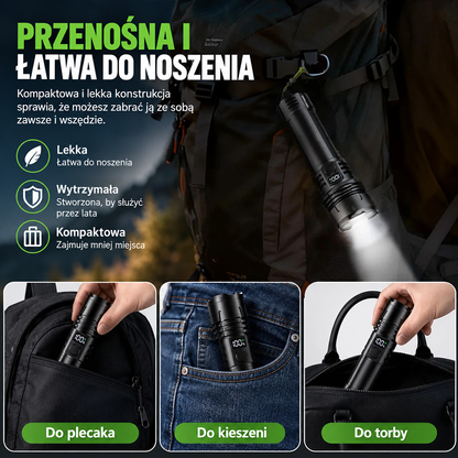 Billhol® 💥 Superjasna taktyczna latarka survivalowa Ultimate · Ponad 2 mln sprzedanych sztuk · 80× jaśniejsza · Do 120 godz. pracy · Wojskowa technologia LED COB 🔦