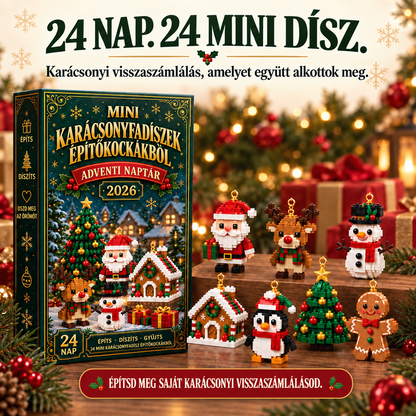 Kalendarz adwentowy z 24 mini ozdobami choinkowymi z klocków