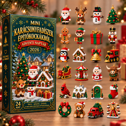 Kalendarz adwentowy z 24 mini ozdobami choinkowymi z klocków